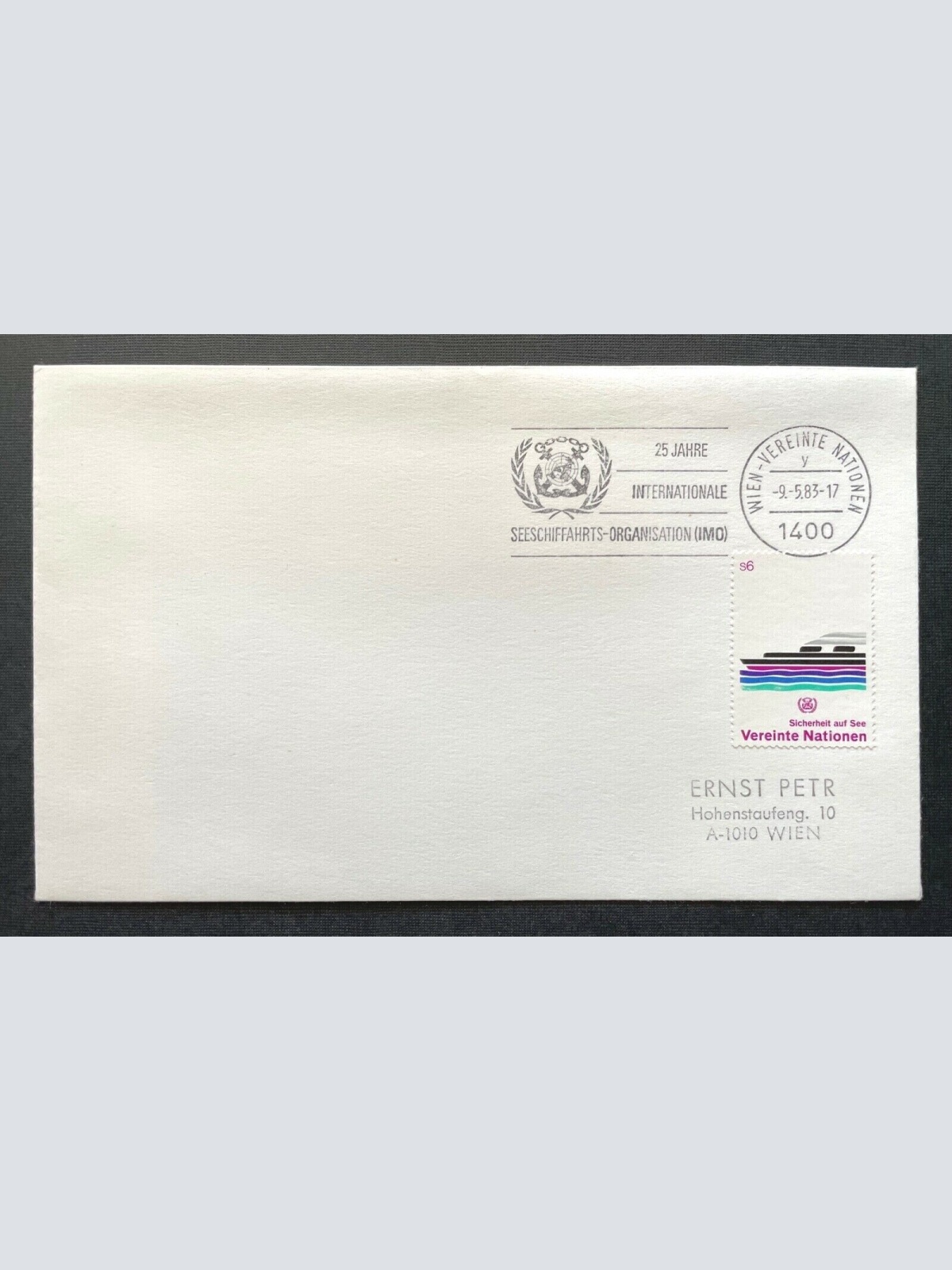 Brief Int.Seeschiffahrt Vereinte Nationen 1400 Wien 1983 ca.16,1x9,7cm 410352