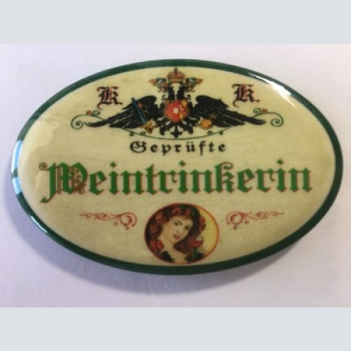 Nostalgie flaschenöffner magnet geprüfte weintrinkerin weinglas