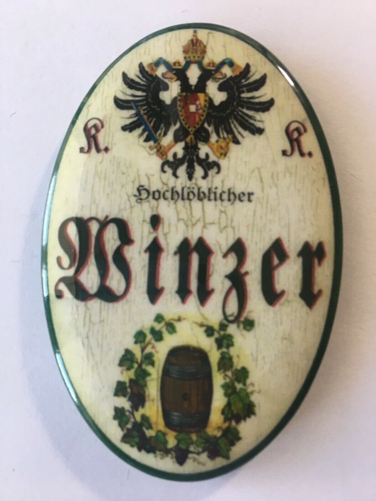 Nostalgie flaschenöffner magnet hochlöblicher winzer weinfass