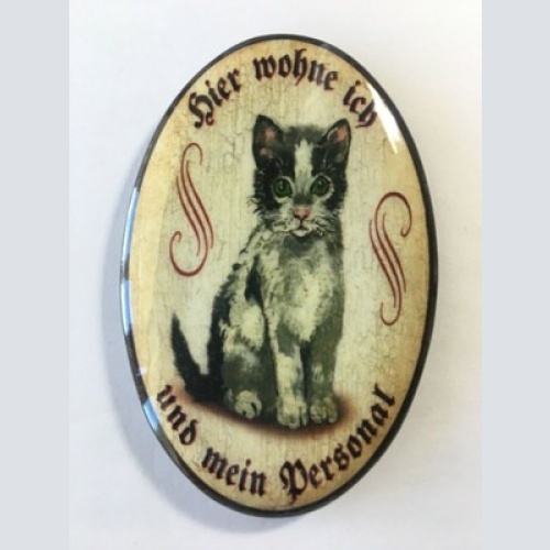 Nostalgie flaschenöffner magnet hier wohne ich und mein personal hauskatze katze