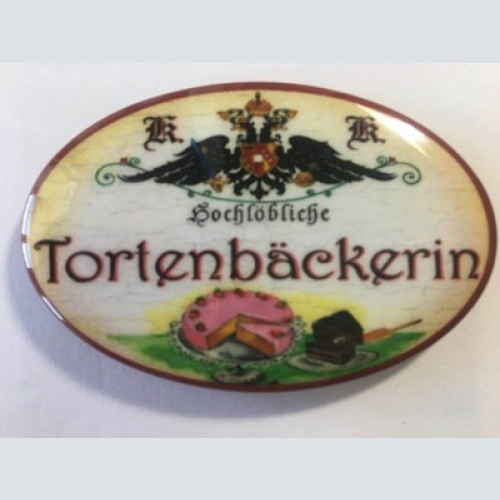 Nostalgie flaschenöffner magnet hochlöbliche tortenbäckerin torte kuchen