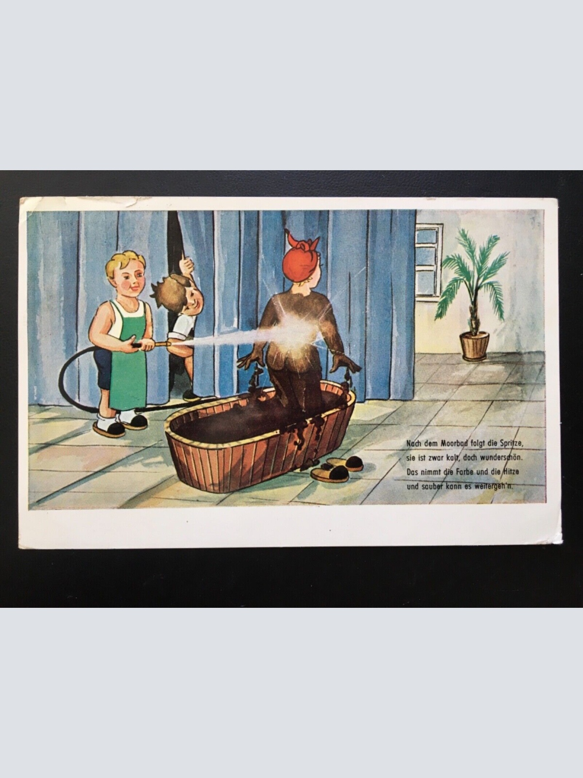 Nach dem Moorbad - Frau in Badewanne - Künstlerkarte 926 TH