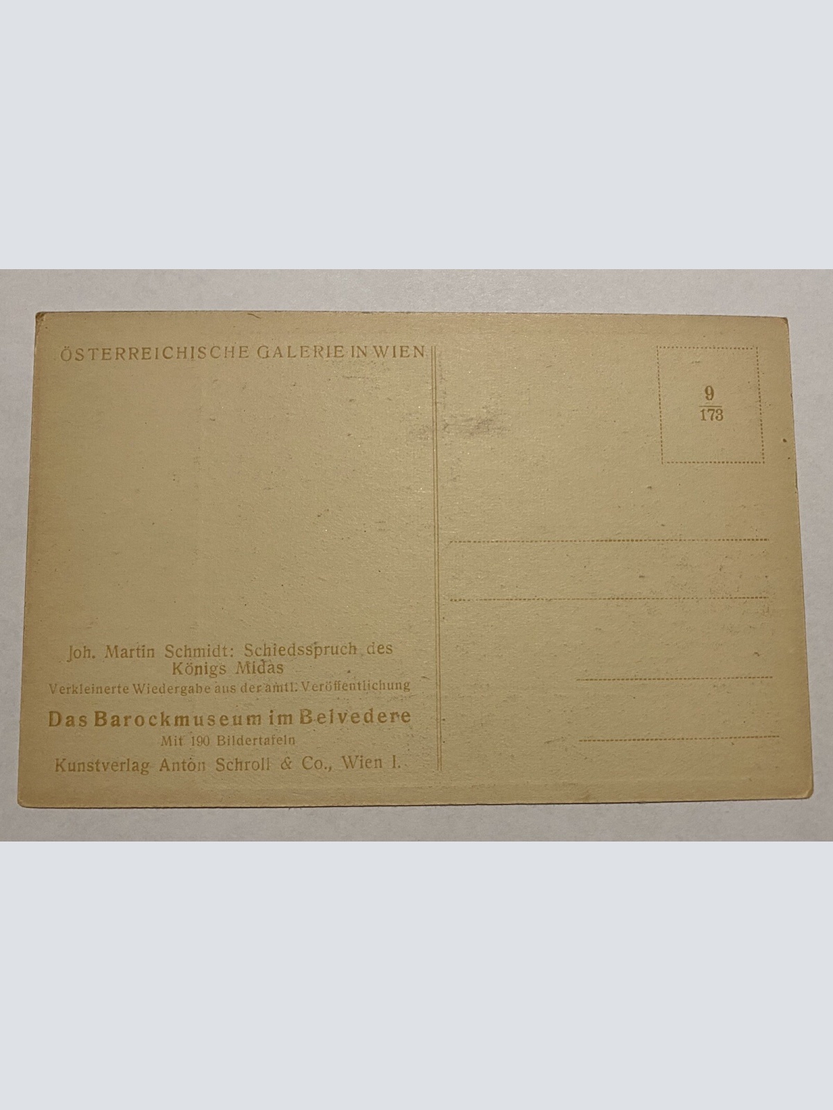 Künstlerkarte Barockmuseum Belvedere Schiedsspruch des Königs Midas 70020