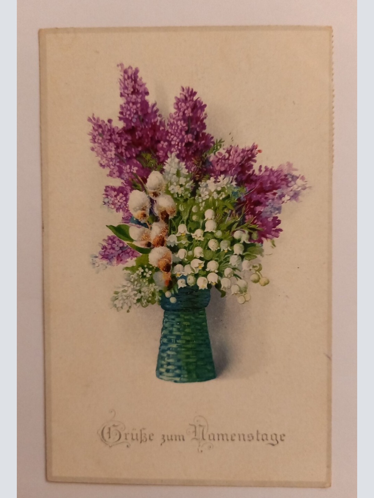 Grüße zum Namenstage, Blumen in der Vase 500140A gr D