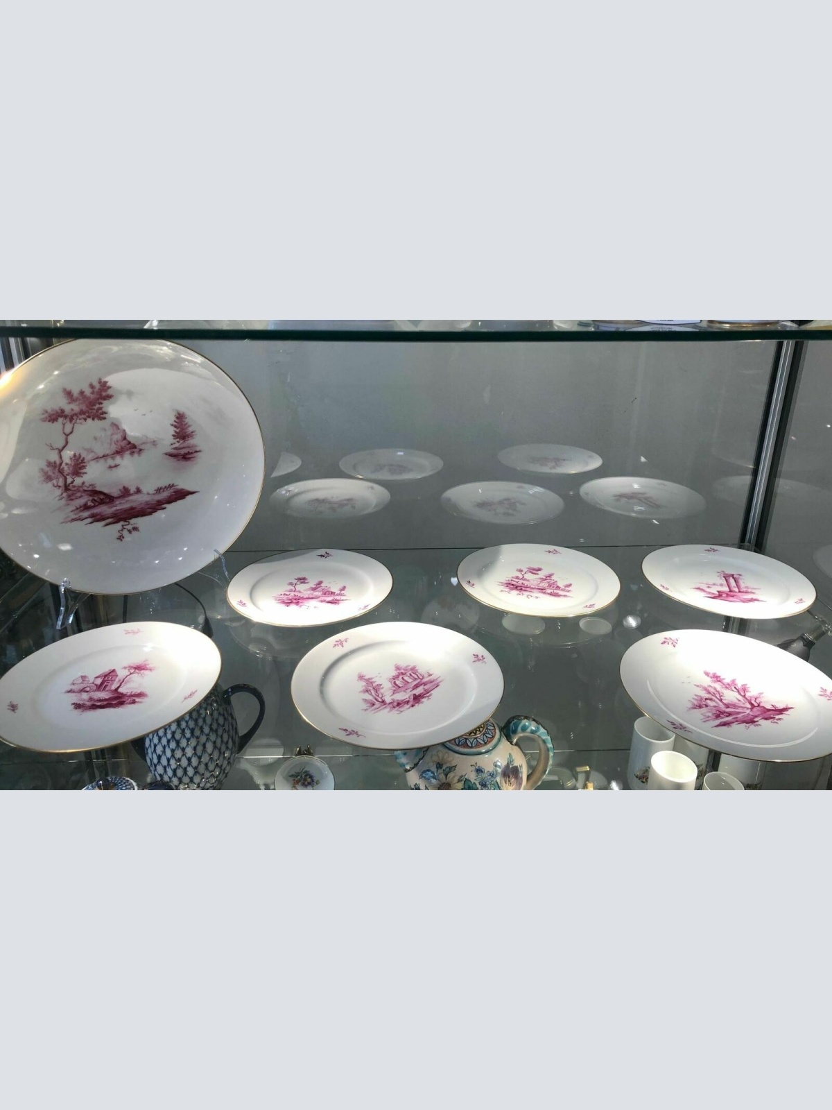 Höchst Purpur Camaieu Kaffeservice inkl. Wandteller erste Wahl unbeschädigt