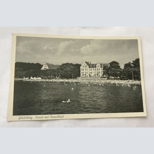 AK, Glücksburg, Strand, Strandhotel, (110268 BW)