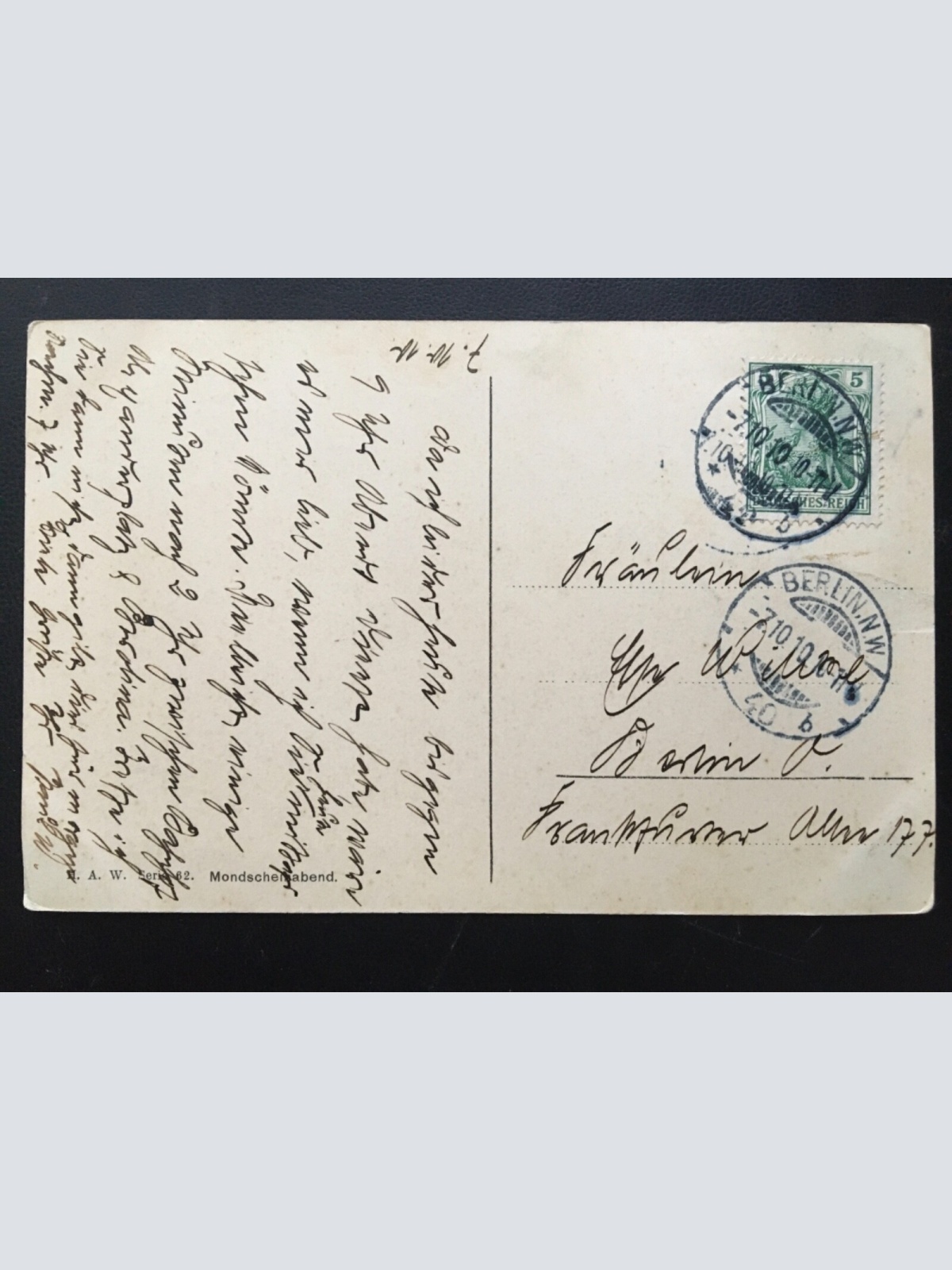 Mondscheinabend (K.Rundspaden) - Seelandschaft Spiegelung - Künstlerkarte 910 TH