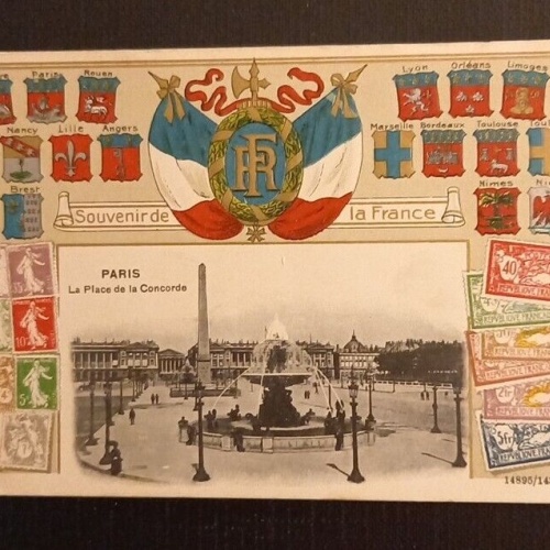 Paris La Place De La Concorde Flagge Prägekarte 600746A Ga G
