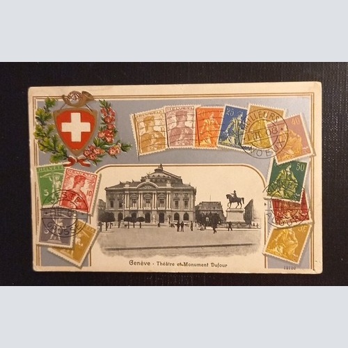 Geneve Theatre Monument Dufour Prägekarte 600735A Ga G