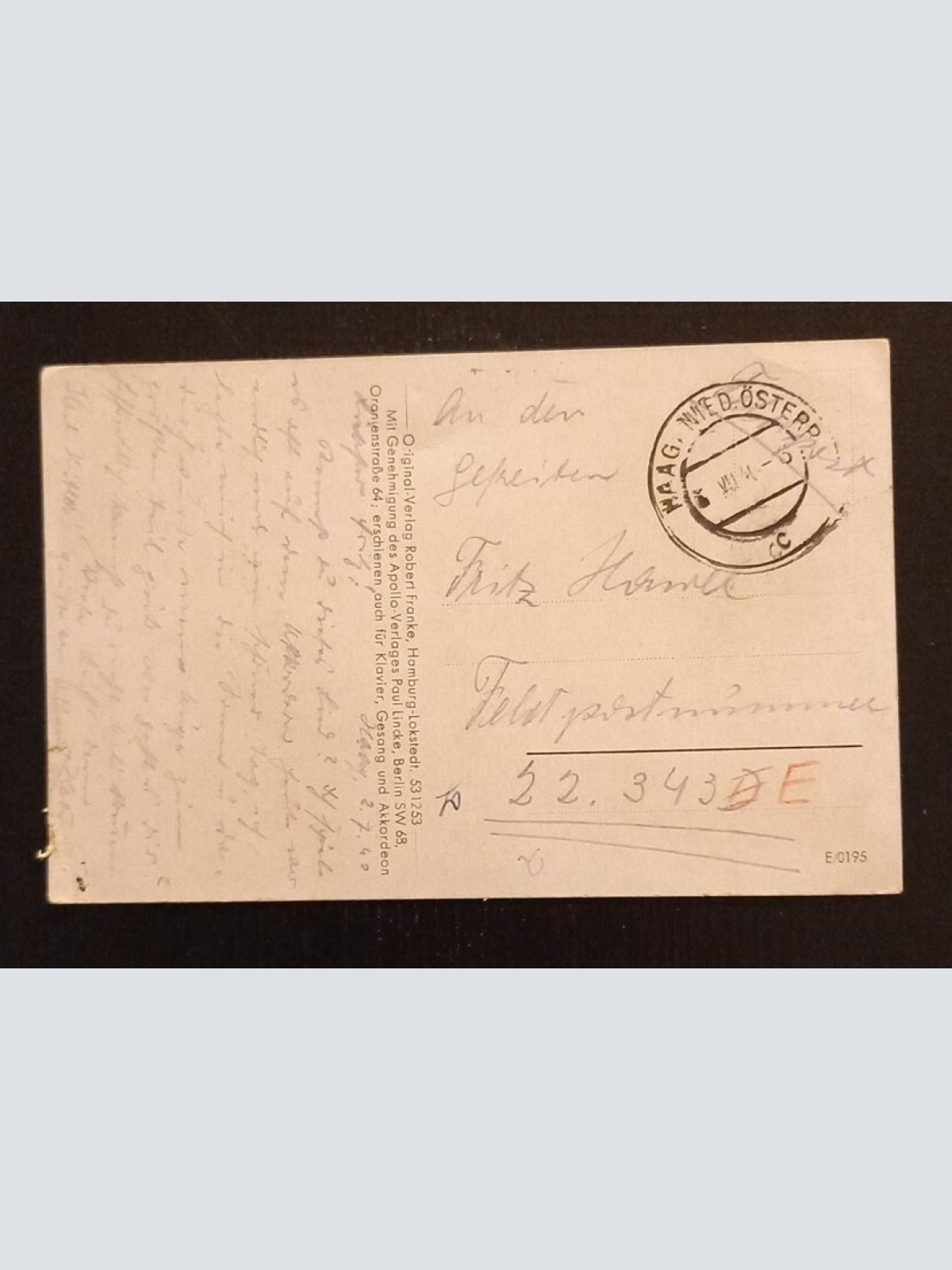 II WK Lied So Oder So 2834 Ga G