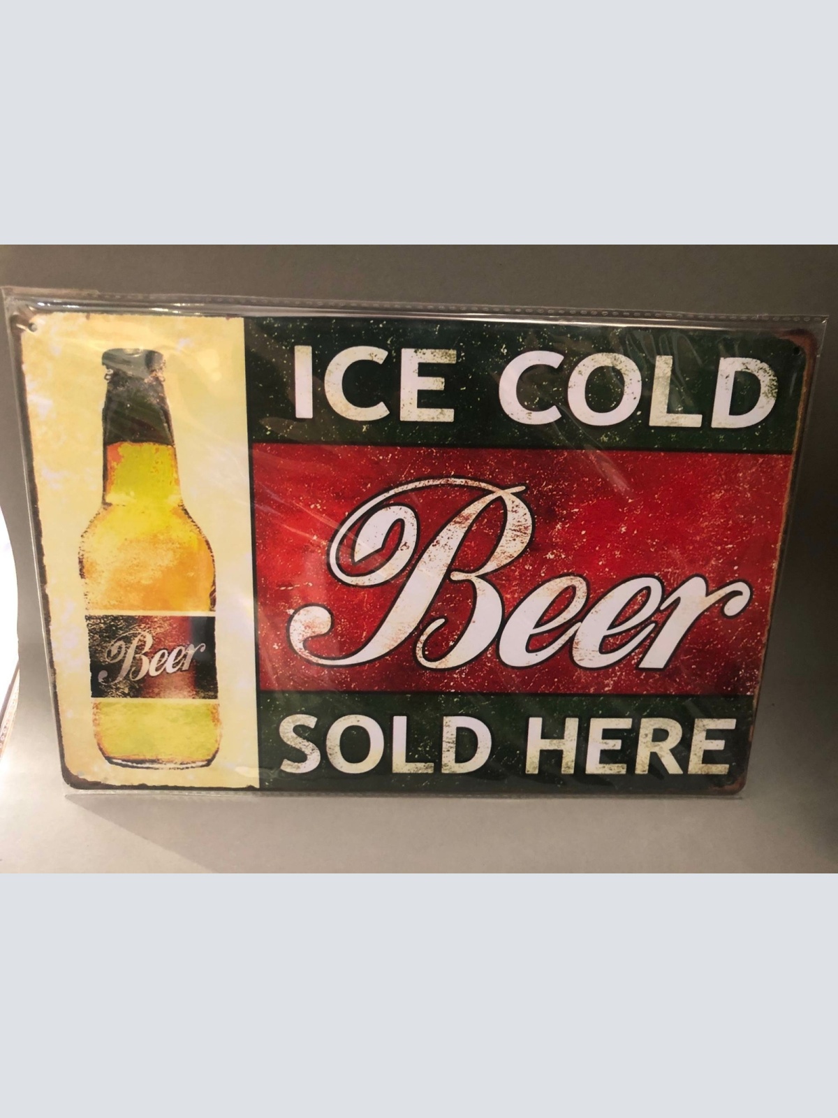 Nostalgie Blech Schild Beer Bier ice cold sold here 20 x 30 42015