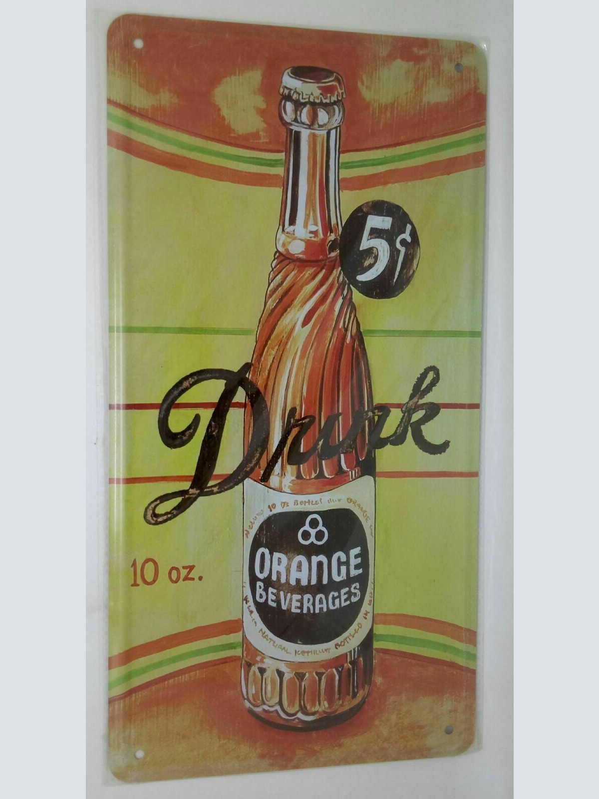 Nostalgie Retro Blechschild "drink orange beverages" 30x16 50079