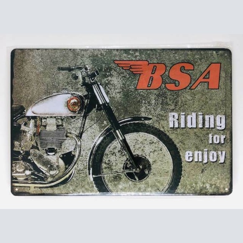 Nostalgie Retro Blechschild BSA Riding for enjoy 30x20cm 50085