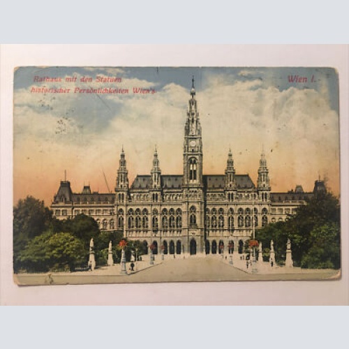 Rathaus mit den Statuen historischer Persönlichkeiten Wien30087 RU