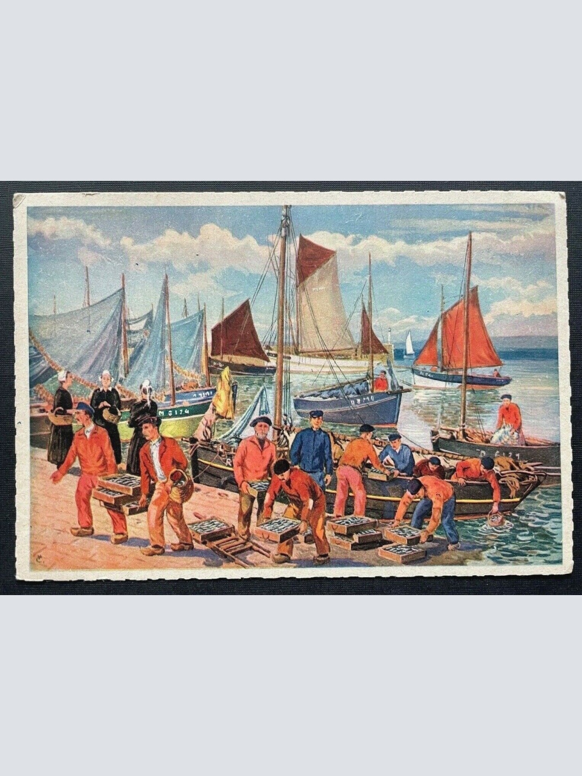 Hafen Fischer Segelschiffe Anlegestelle Ufer Boot Angler Frankreich 410083 TH