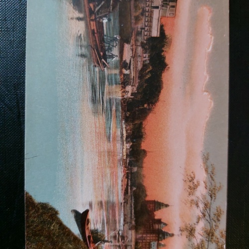 Aschaffenburg Schloss von Pompejanum Fluss Boote Sonnenuntergang 402558 WM