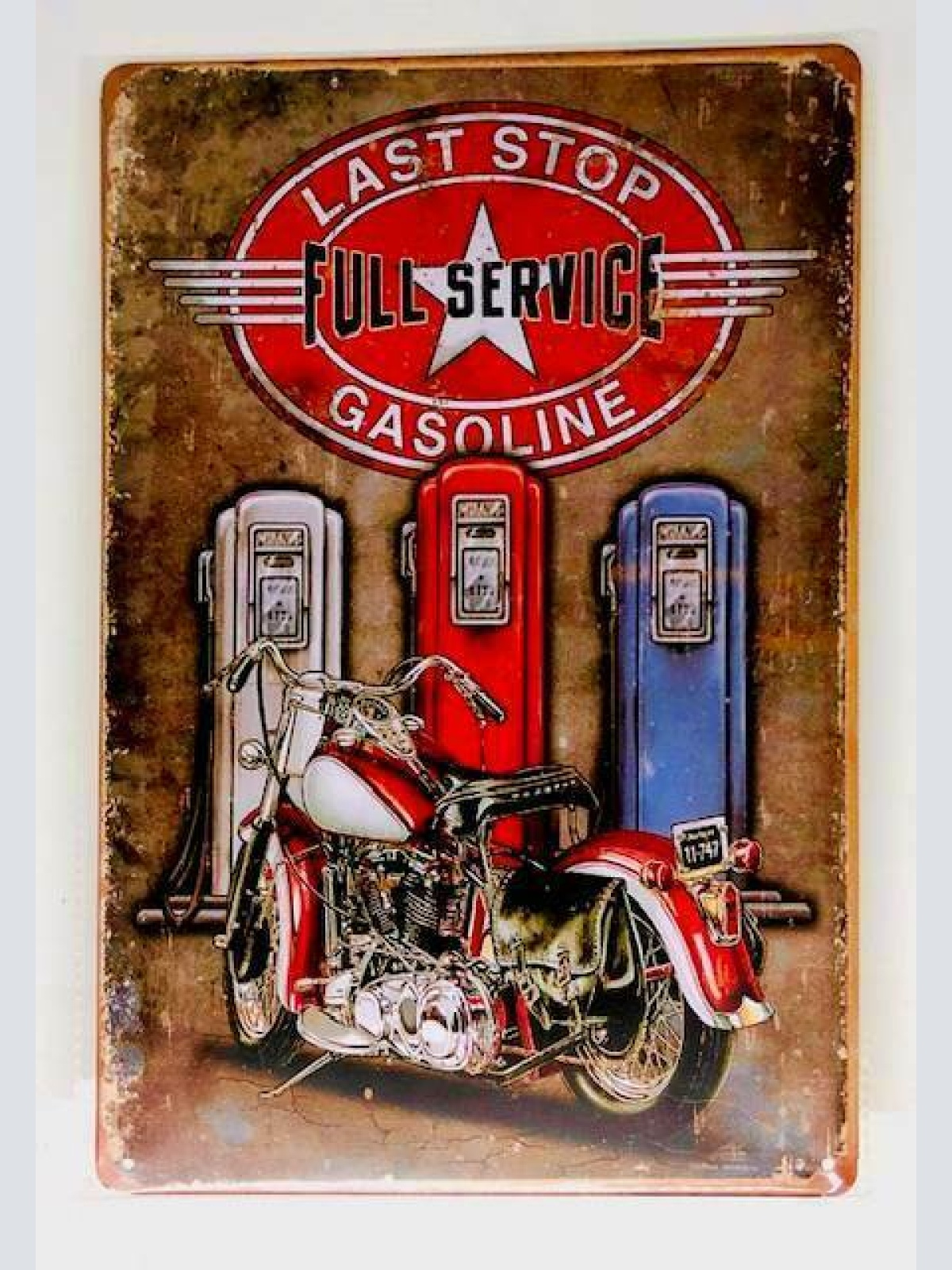 Nostalgie Retro Blech Schild LAST STOP GASOLINE, Full Service 30x20cm 50090
