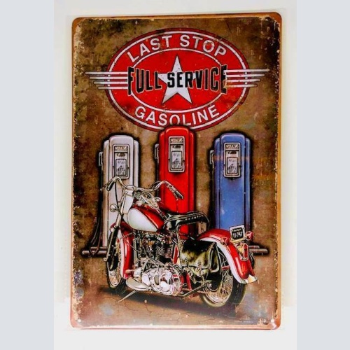 Nostalgie Retro Blech Schild LAST STOP GASOLINE, Full Service 30x20cm 50090