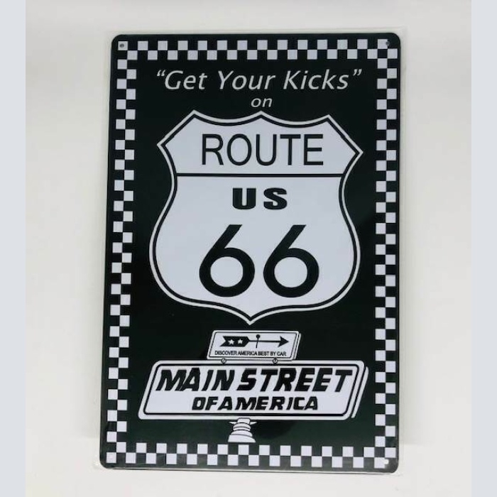 Nostalgie Retro Blech Schild Get Your Kicks on ROUTE 66 30x20cm 50095