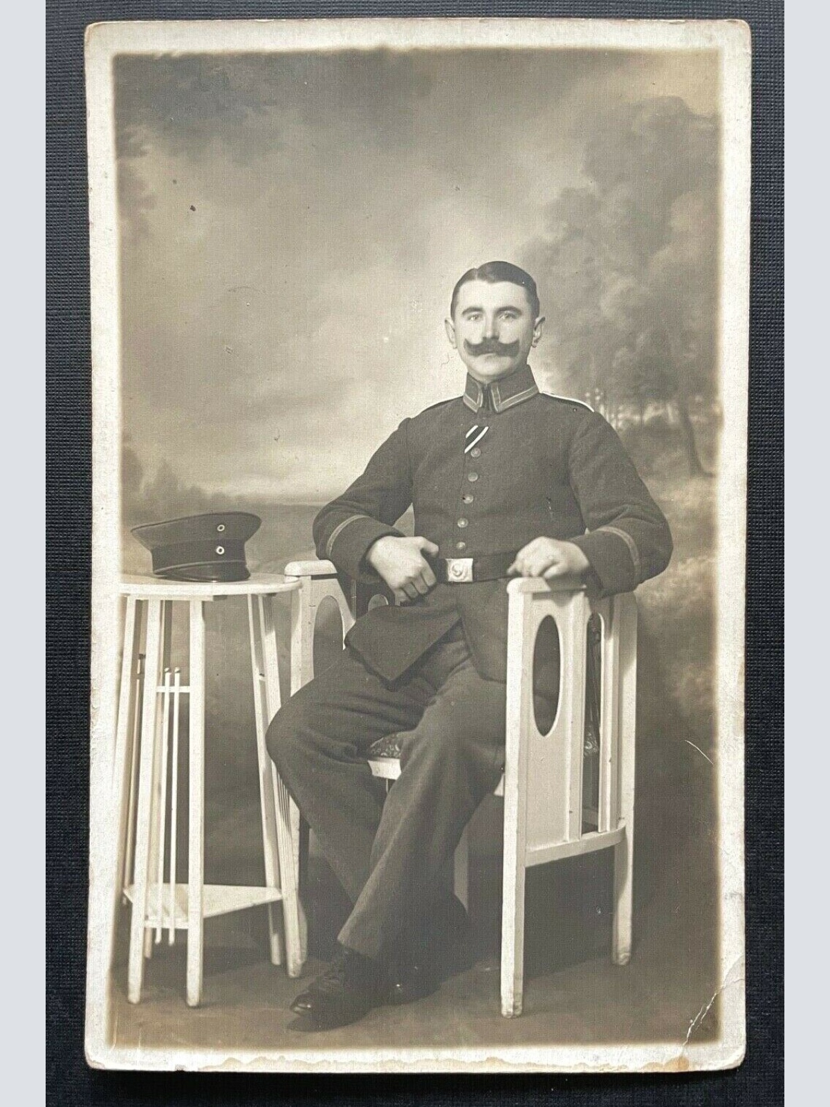 Porträt Soldat Uniform Schirmmütze Ritscher Berlin Bart Militär Krieg 410092 TH