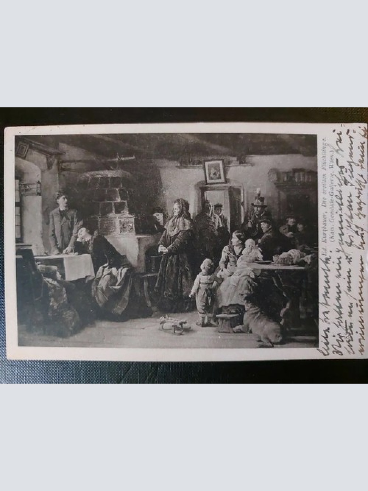 Kurzbauer Die ereilten Flüchtlinge Bauernhaus Kachelofen 402566 WM F