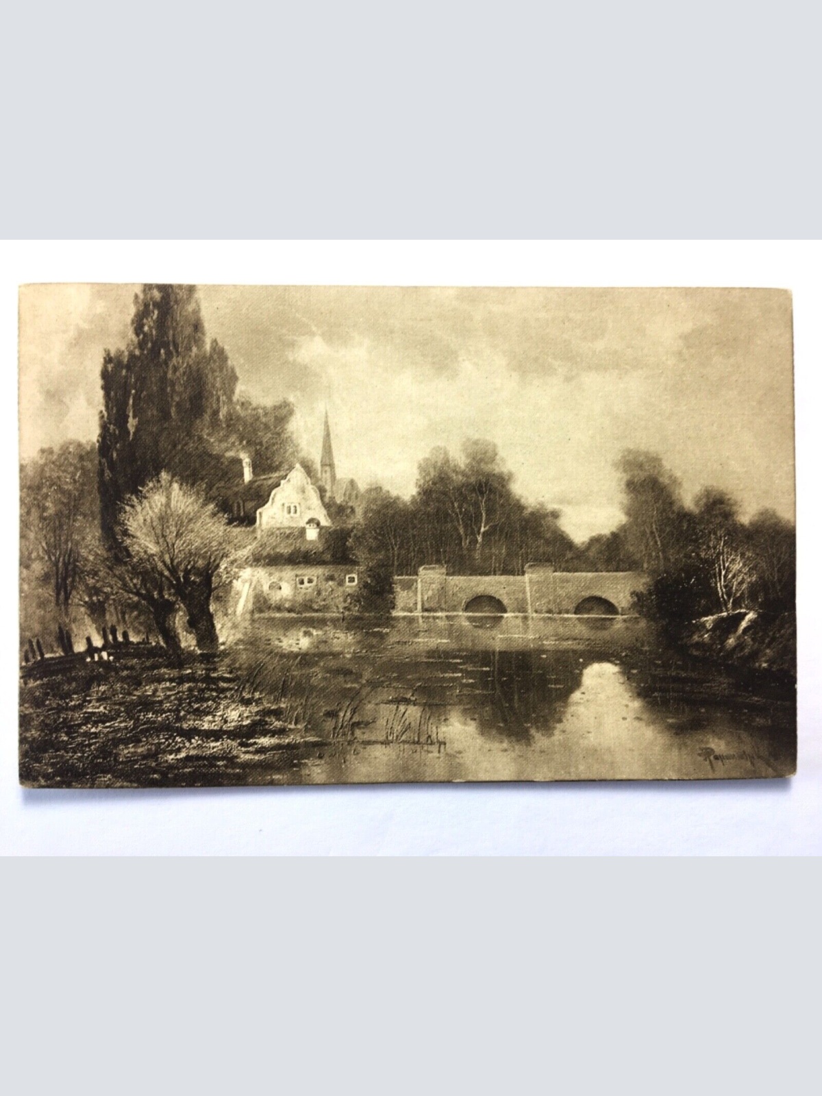 Haus am Fluss - Landschaft - Künstlerkarte 30093 TH