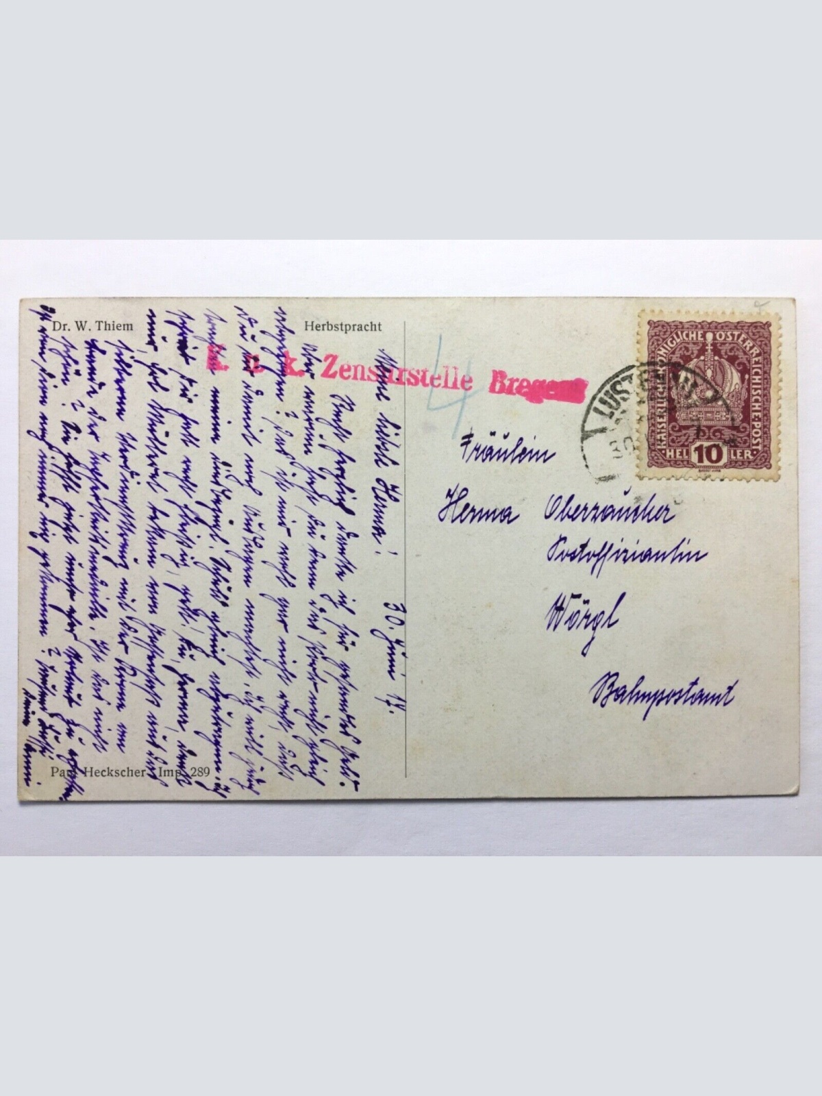 Herbstpracht (Dr.W.Thiem) - Wald/Bäume im Herbst - Künstlerkarte 30163 TH