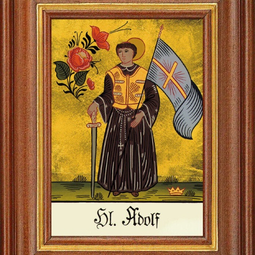 Hinterglasbild - Heiliger Adolf - Patronatsbild Taufe Namenspatron 12,7x16 TH