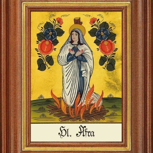 Hinterglasbild - heilige afra - patronatsbild taufe namenspatron 12,7x16 th