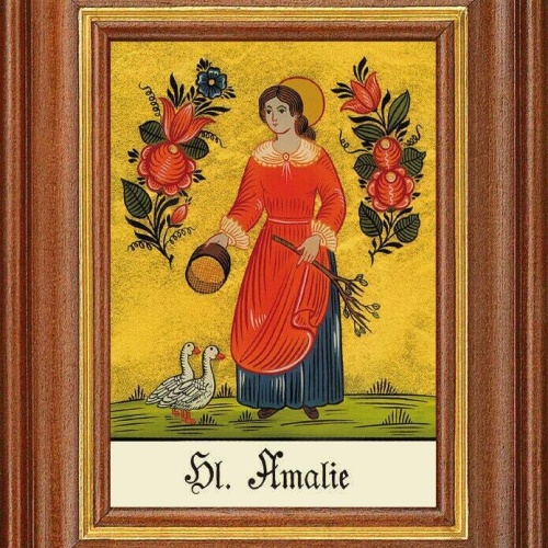 Hinterglasbild - heilige amalie - patronatsbild taufe namenspatron 12,7x16 th