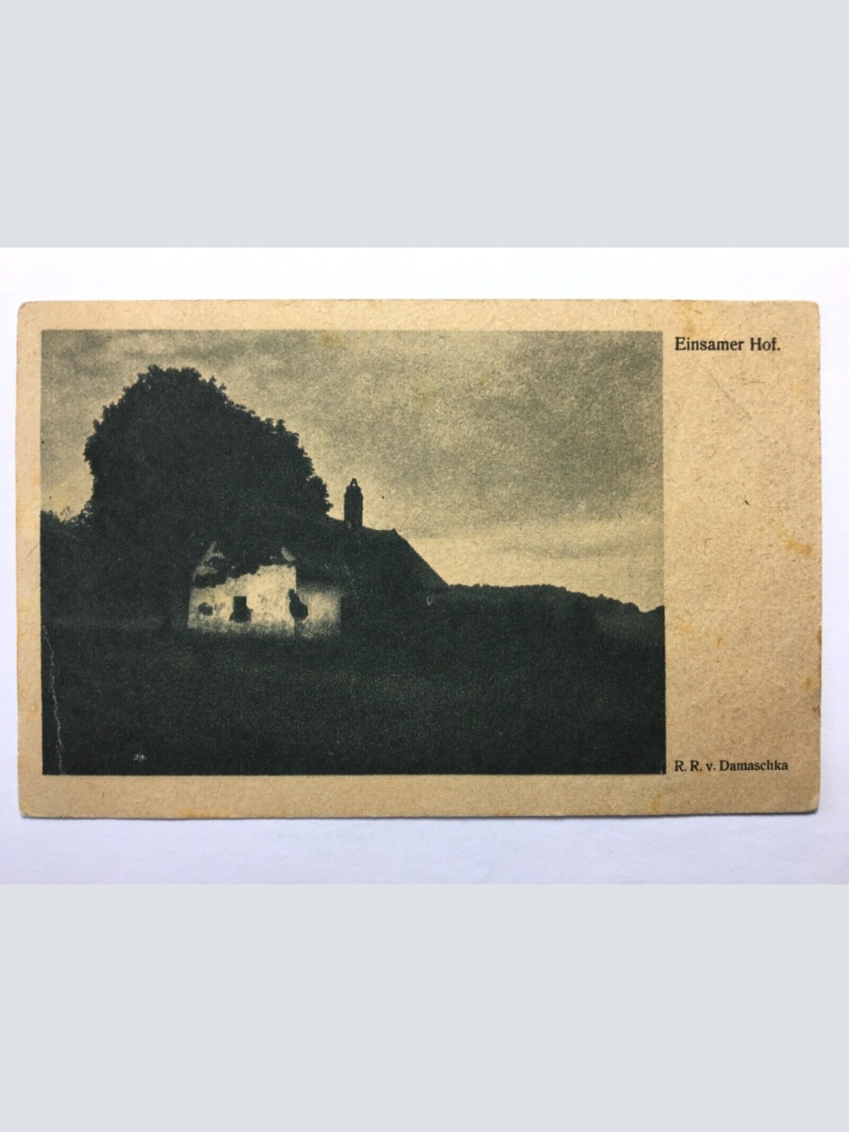 Einsamer Hof (R.R.v. Damaschka) - Bauernhof bei Nacht - Künstlerkarte 30161 TH