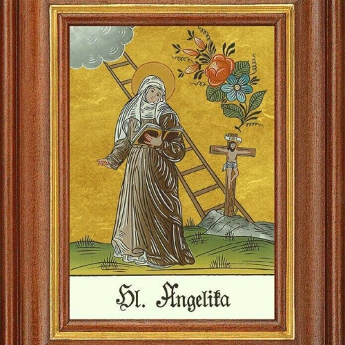 Hinterglasbild - hl.angelika merici - patronatsbild taufe namenspatron12,7x16 th