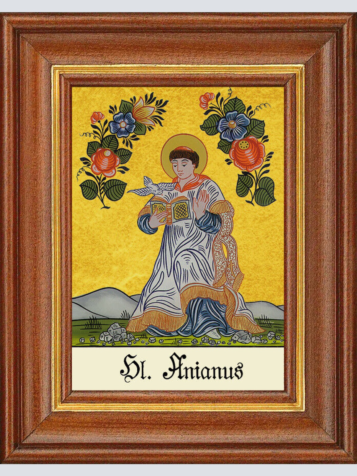 Hinterglasbild - Heiliger Anianus - Patronatsbild Taufe Namenspatron 12,7x16 TH