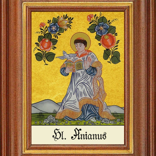 Hinterglasbild - Heiliger Anianus - Patronatsbild Taufe Namenspatron 12,7x16 TH