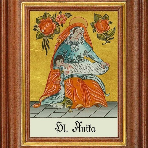Hinterglasbild - heilige anika - patronatsbild taufe namenspatron 12,7x16 th