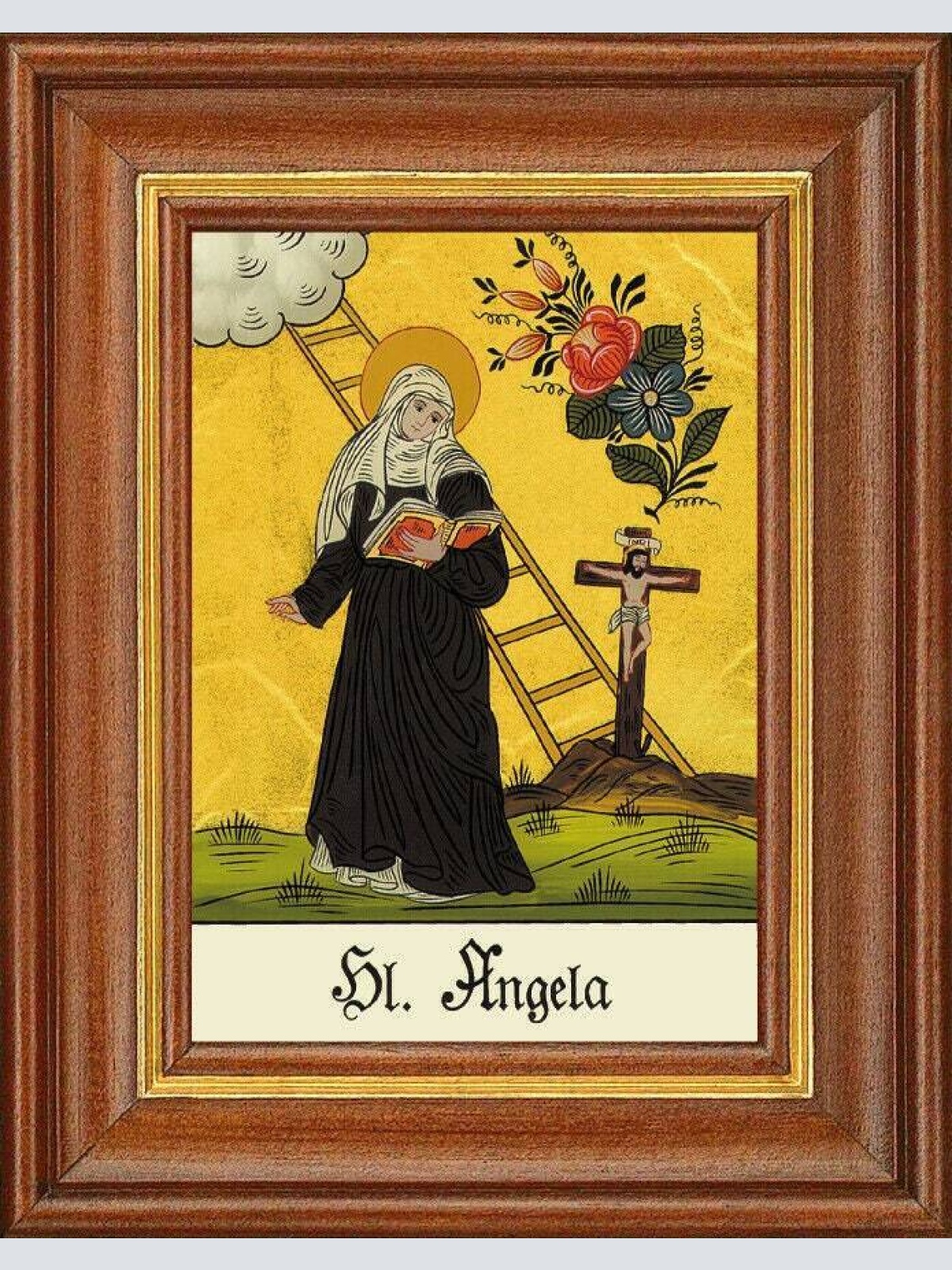 Hinterglasbild - hl. angela merici - patronatsbild taufe namenspatron 12,7x16 th