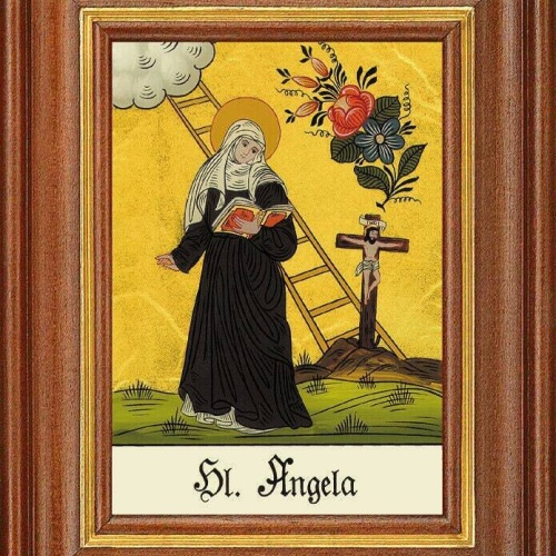 Hinterglasbild - hl. angela merici - patronatsbild taufe namenspatron 12,7x16 th