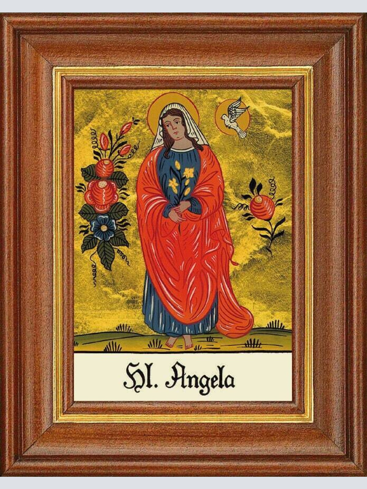 Hinterglasbild - heilige angela - patronatsbild taufe namenspatron 12,7x16 th