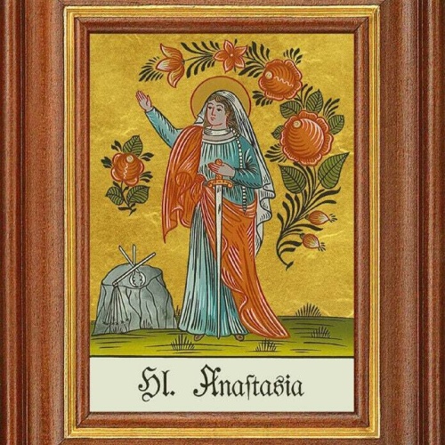 Hinterglasbild - heilige anastasia - patronatsbild taufe namenspatron 12,7x16 th