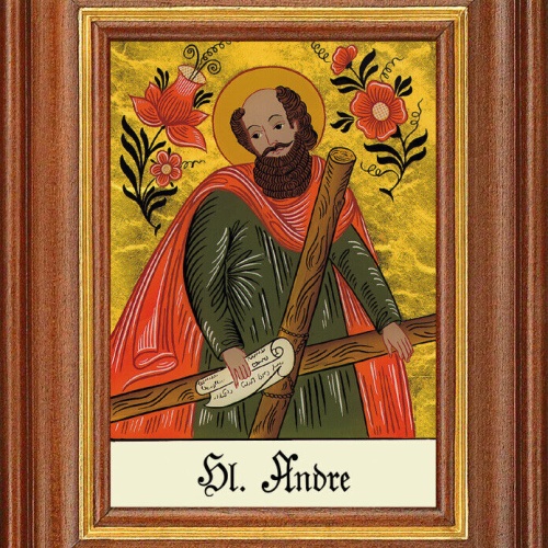 Hinterglasbild - Heiliger Andre - Patronatsbild Taufe Namenspatron 12,7x16 TH