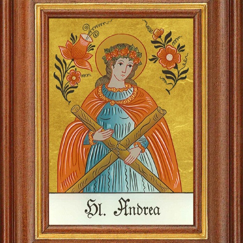 Hinterglasbild - Heilige Andrea - Patronatsbild Taufe Namenspatron 12,7x16 TH