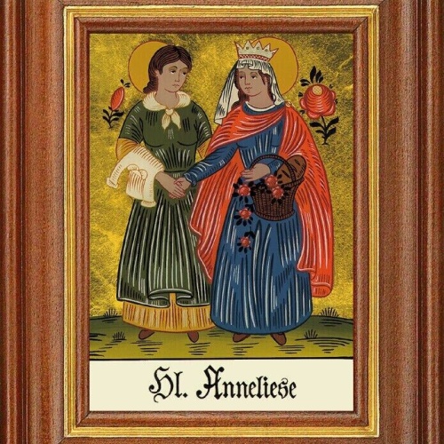 Hinterglasbild - heilige anneliese - patronatsbild taufe namenspatron 12,7x16 th