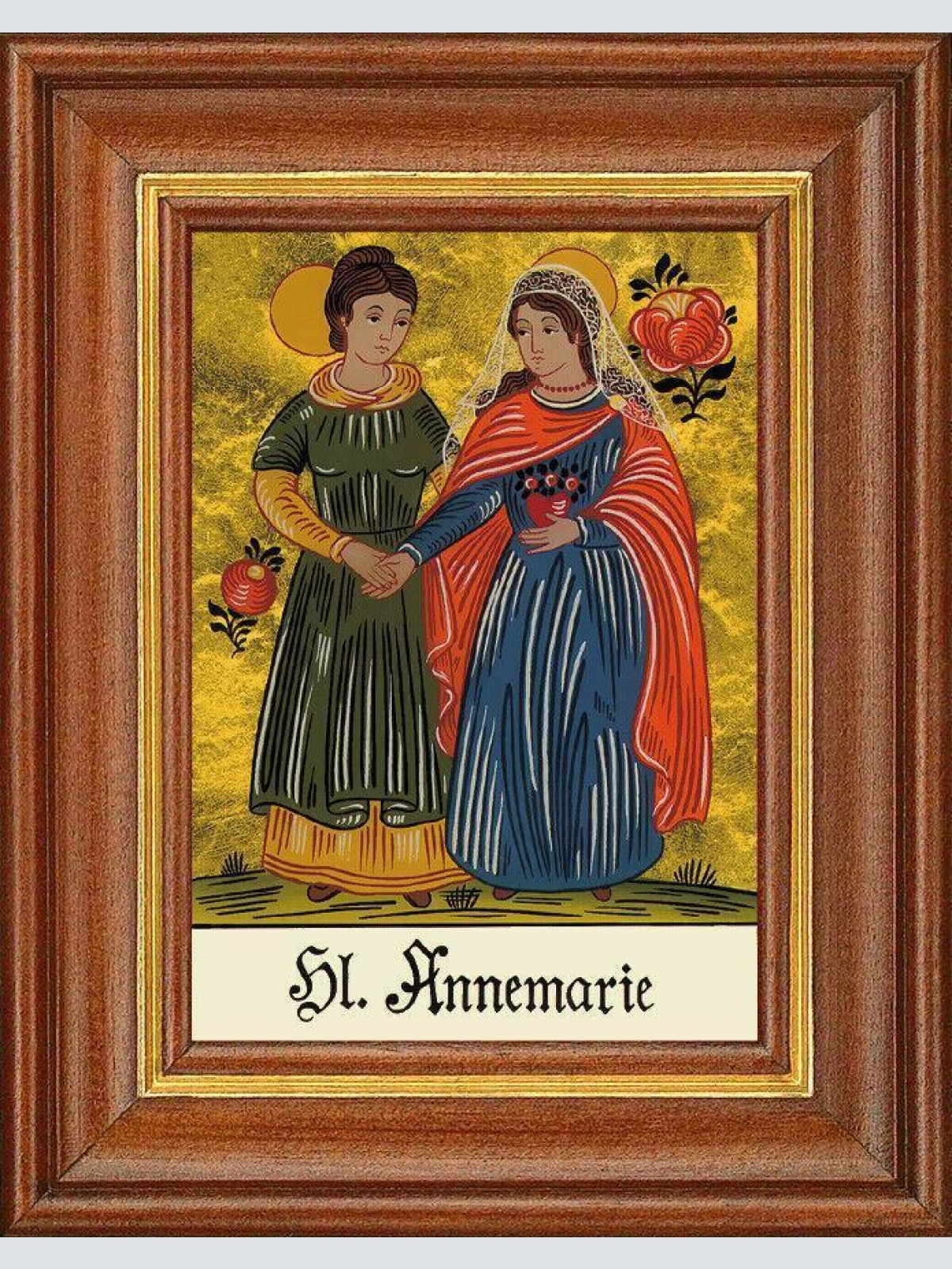 Hinterglasbild - heilige annemarie - patronatsbild taufe namenspatron 12,7x16 th