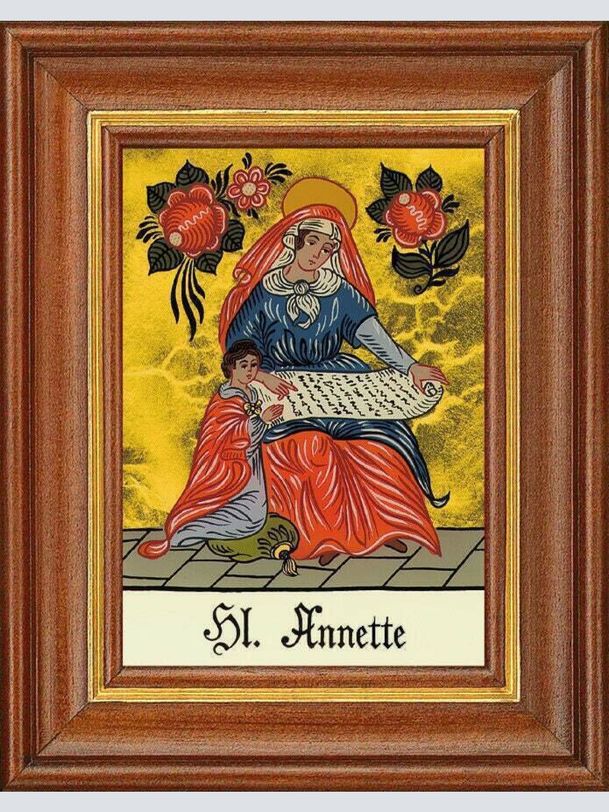 Hinterglasbild - heilige annette - patronatsbild taufe namenspatron 12,7x16 th