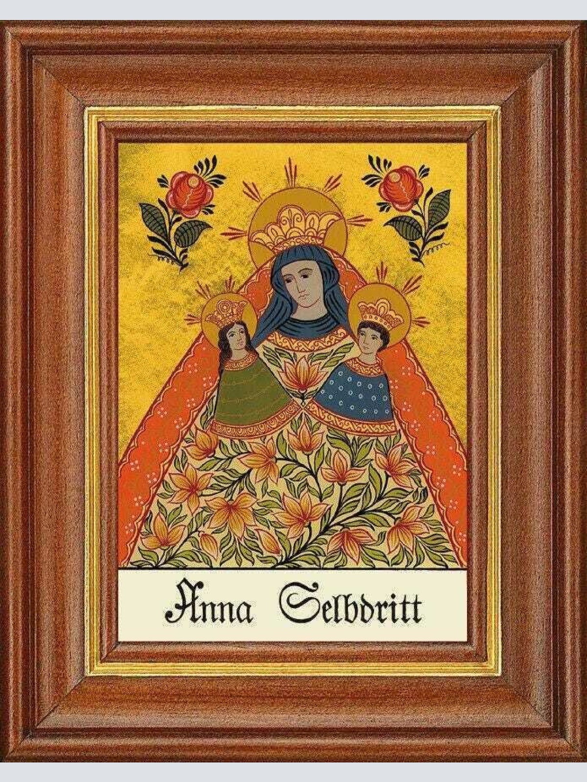 Hinterglasbild - hl.anna selbdritt - patronatsbild taufe namenspatron 12,7x16 th