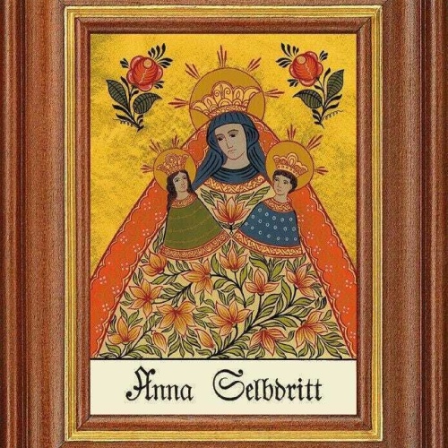 Hinterglasbild - hl.anna selbdritt - patronatsbild taufe namenspatron 12,7x16 th