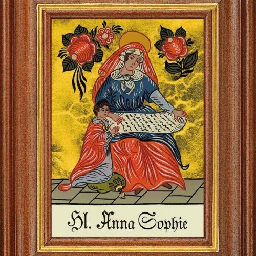 Hinterglasbild - hl. anna sophie - patronatsbild taufe namenspatron 12,7x16 th