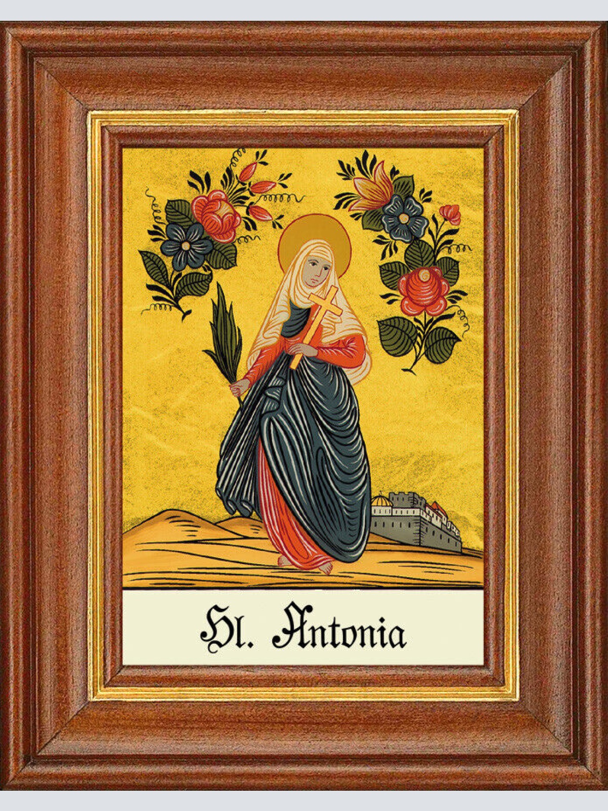 Hinterglasbild - Heilige Antonia 2 - Patronatsbild Taufe Namenspatron 12,7x16 TH