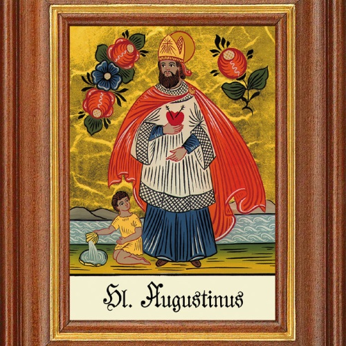 Hinterglasbild - Hl. Augustinus - Patronatsbild Taufe Namenspatron 12,7x16 TH