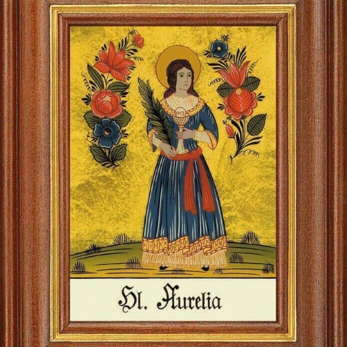 Hinterglasbild - heilige aurelia - patronatsbild taufe namenspatron 12,7x16 th